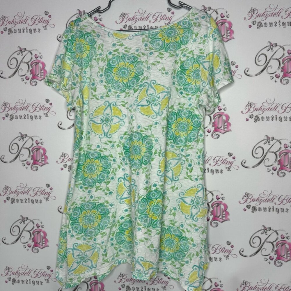 Fresh produce top asymmetrical fairy hem bottom paisley boho neon blue green - Picture 4 of 12